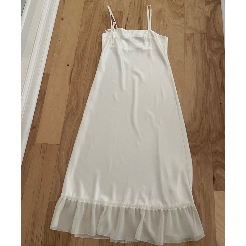 Vera Wang Women Ruffle Bridal Slip Dress Lingerie Nightgown Ivory Chiffon Sz M